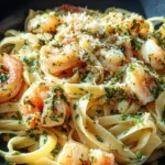 Garnelen Pasta mit Kräuterbutter und Knoblauch
