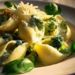 Gefüllte Muschelnudeln mit Brokkoli & Parmesan Alfredo