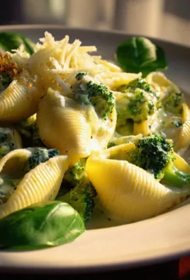 Gefüllte Muschelnudeln mit Brokkoli & Parmesan Alfredo