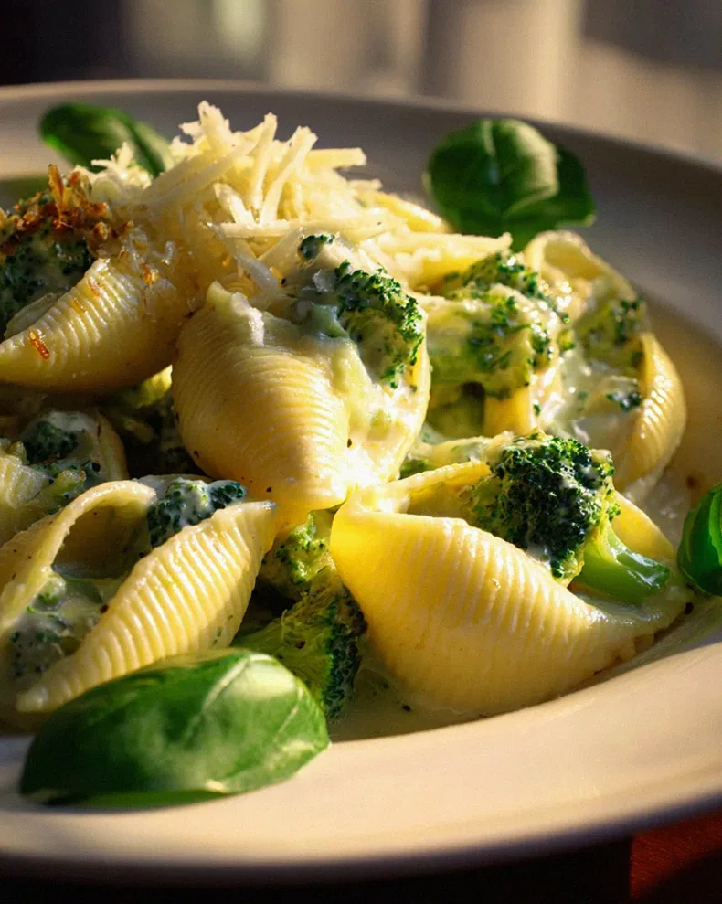 Gefüllte Muschelnudeln mit Brokkoli & Parmesan Alfredo – Schritt 1