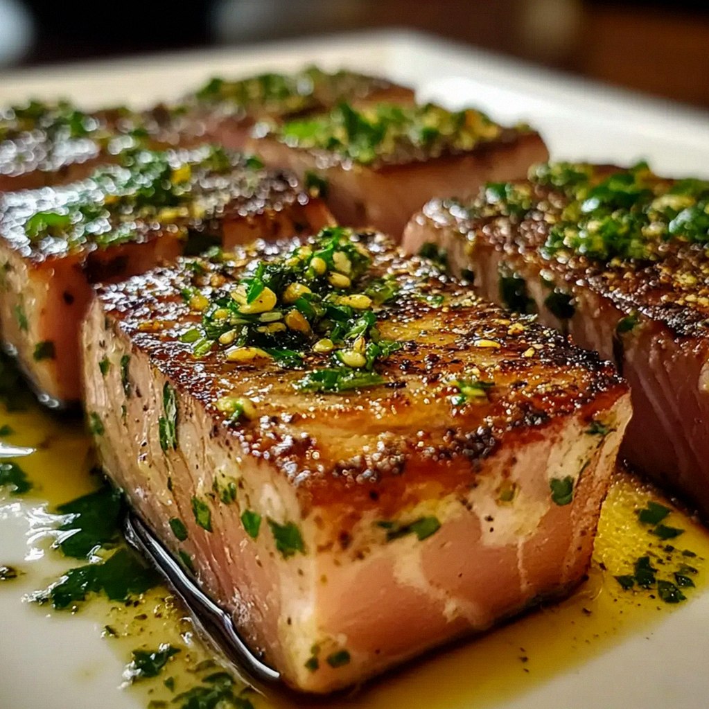 Gegrillte Thunfischsteaks mit Knoblauch-Kräuter-Butter – Schritt 1
