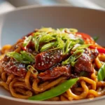Hähnchen Teriyaki Nudeln mit Honig-Soja Glasur – Aromatisch!