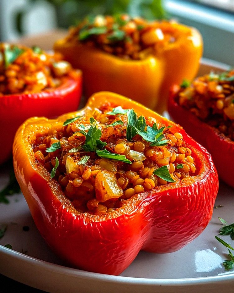 Herzhafte Gefüllte Spitzpaprika mit Roten Linsen – Schritt 1