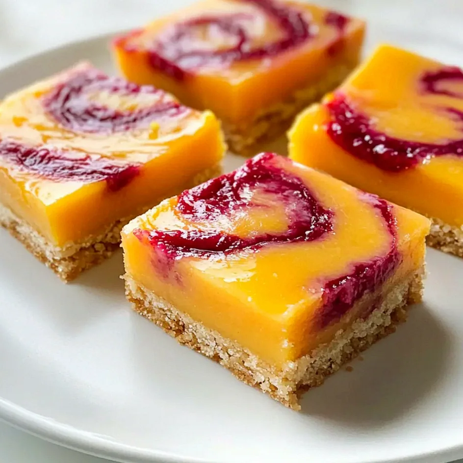 Himbeer-Mango-Riegel mit buttrigem Boden