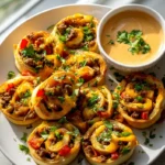 Käse-Taco-Pinwheels mit würziger Aioli für deine Party!