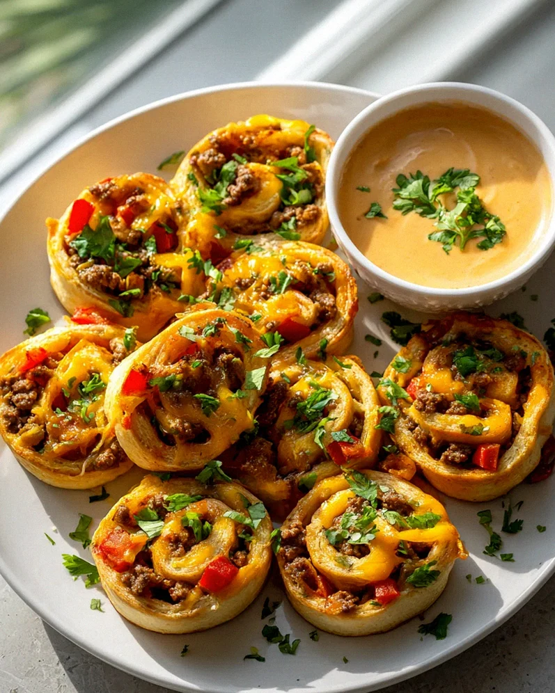 Käse-Taco-Pinwheels mit würziger Aioli für deine Party!