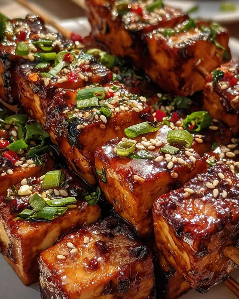 Knoblauch-Soja-Glasierte Tofu-Spieße
