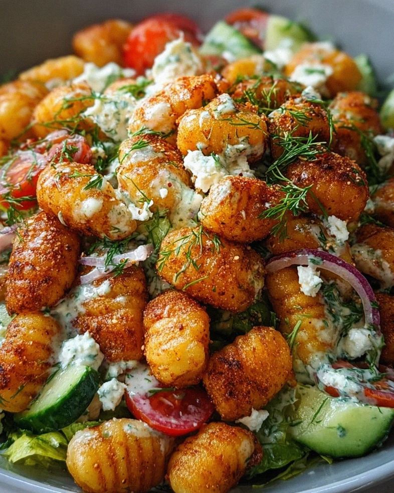 Knuspriger Gnocchi-Salat mit Joghurt-Dressing – Schritt 1