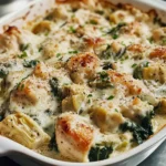Köstlicher Spinat-Artischocken-Hühnchen-Auflauf