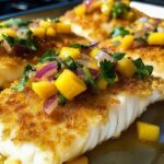 Kokosnusskruste Fisch mit Mango Salsa genießen