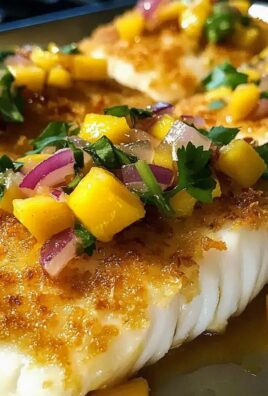 Kokosnusskruste Fisch mit Mango Salsa genießen