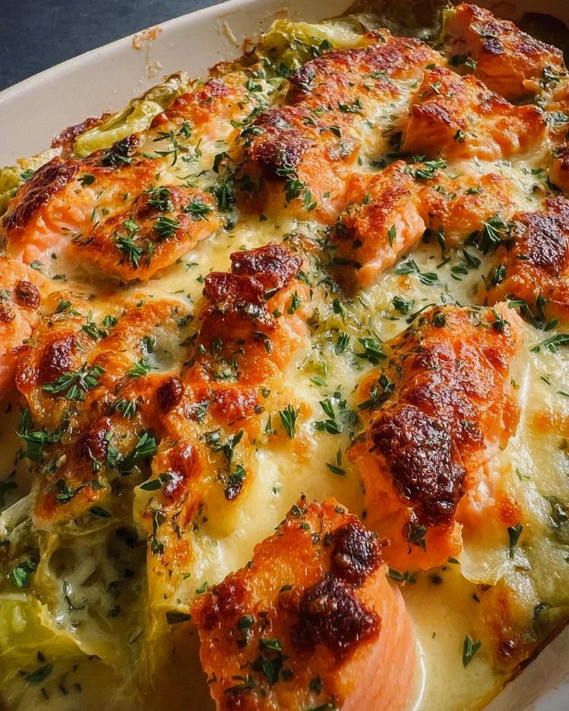 Lachs-Spitzkohl-Auflauf