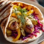 Leckere Weihnachtsmarkt Hähnchenbratwurst Wraps mit Rindfleisch