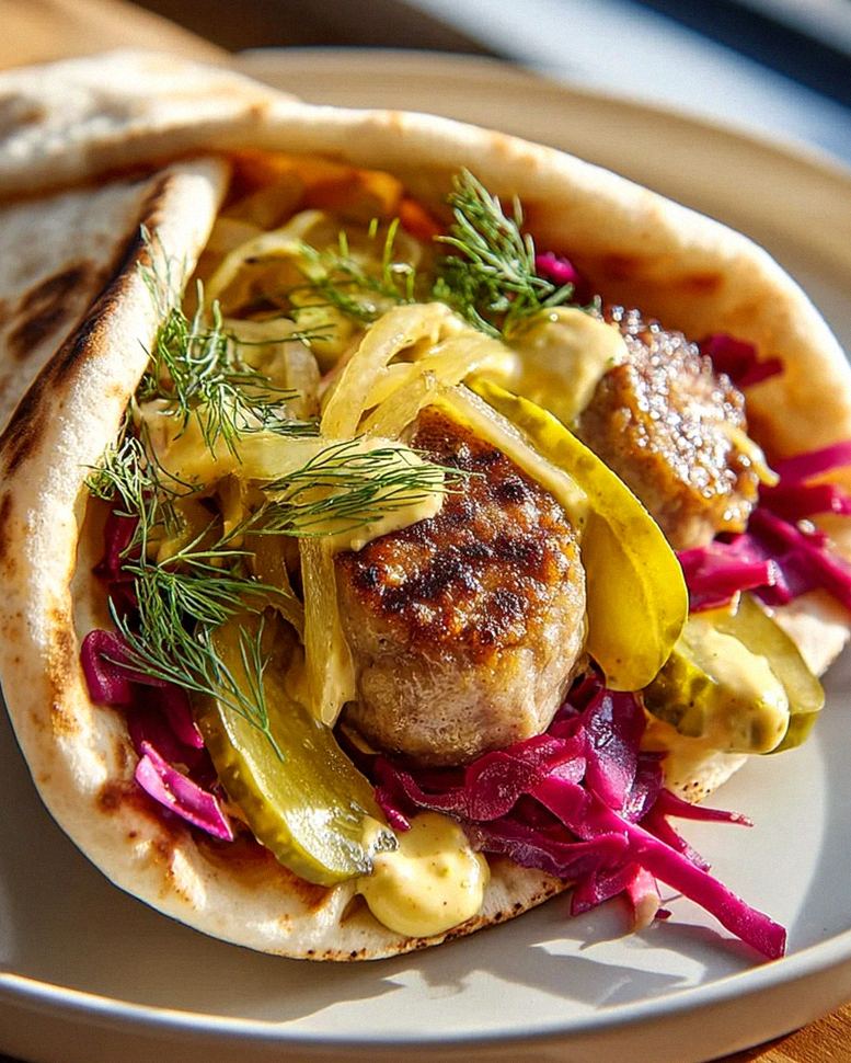 Leckere Weihnachtsmarkt Hähnchenbratwurst Wraps mit Rindfleisch – Schritt 2