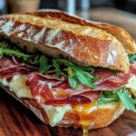 Leckeres Putenschinken und Honig Brie Picknick Baguette