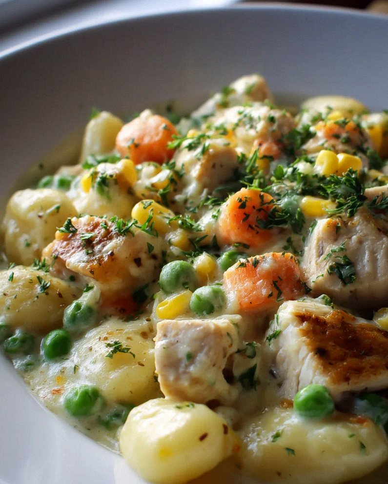 One Pot Gnocchi Hähnchen Pot Pie: Einfach, cremig, unwiderstehlich