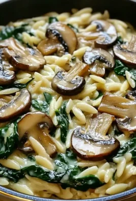 Pilz und Spinat Orzo für cremigen Genuss