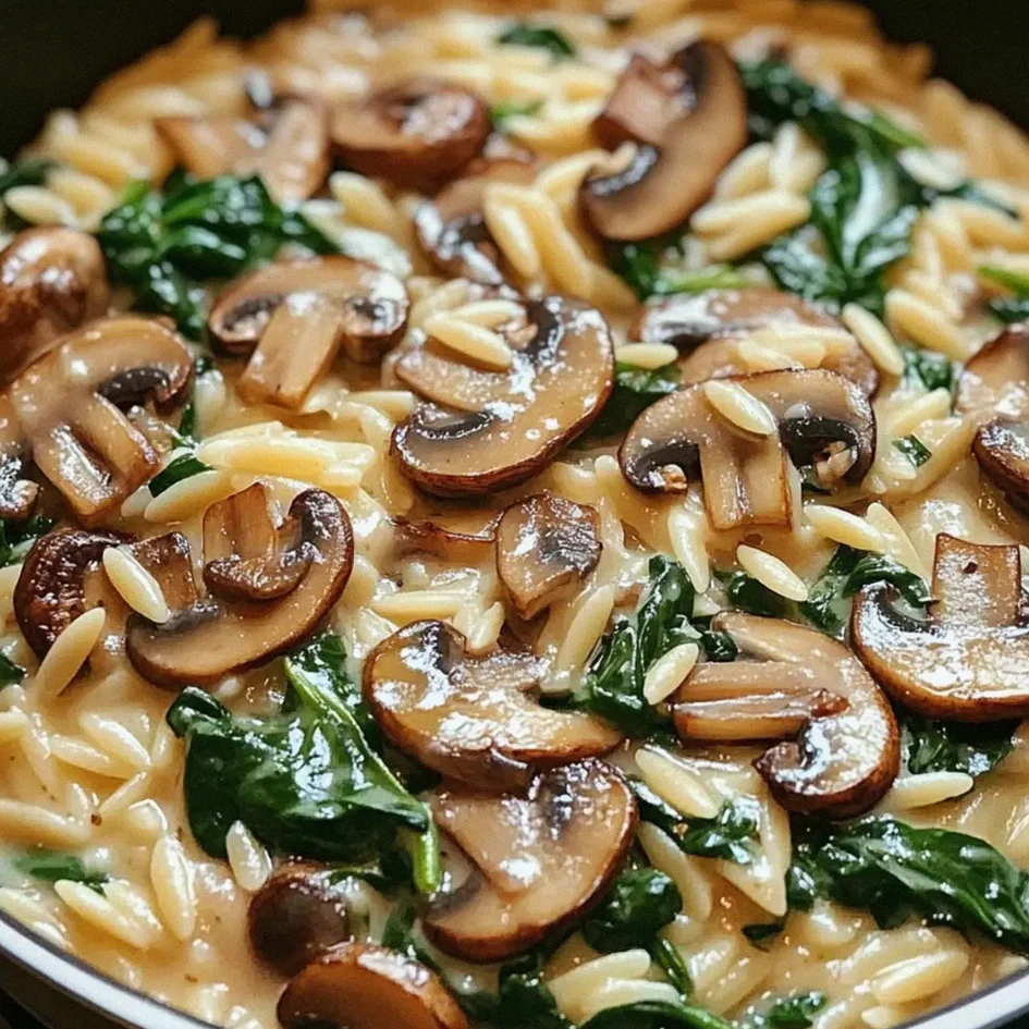Pilz und Spinat Orzo für cremigen Genuss – Schritt 1