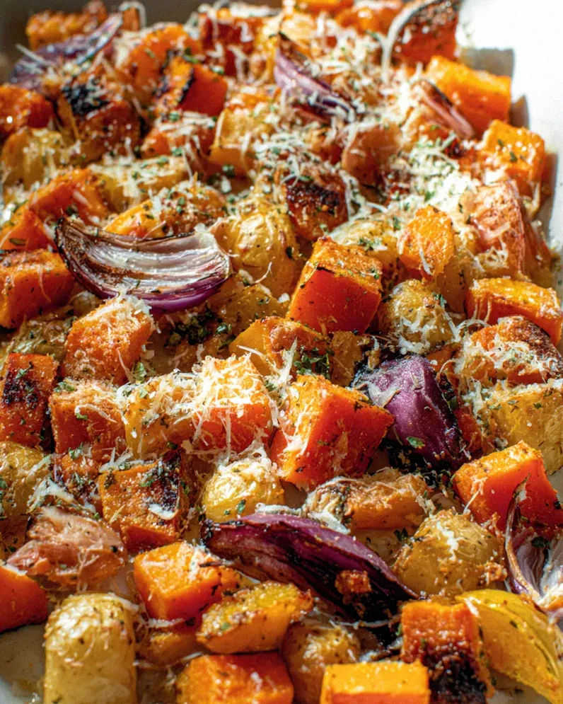 Roasted Pumpkin & Potatoes from the Sheet – Simply Delicious! – Schritt 1