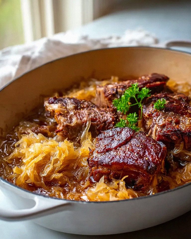 Saftiges Rindfleisch mit Sauerkraut und braunem Zucker Rezept