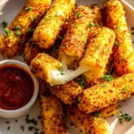 Schmelzender Goldener Heißluftfrittierter Mozzarella Traum