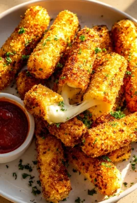 Schmelzender Goldener Heißluftfrittierter Mozzarella Traum