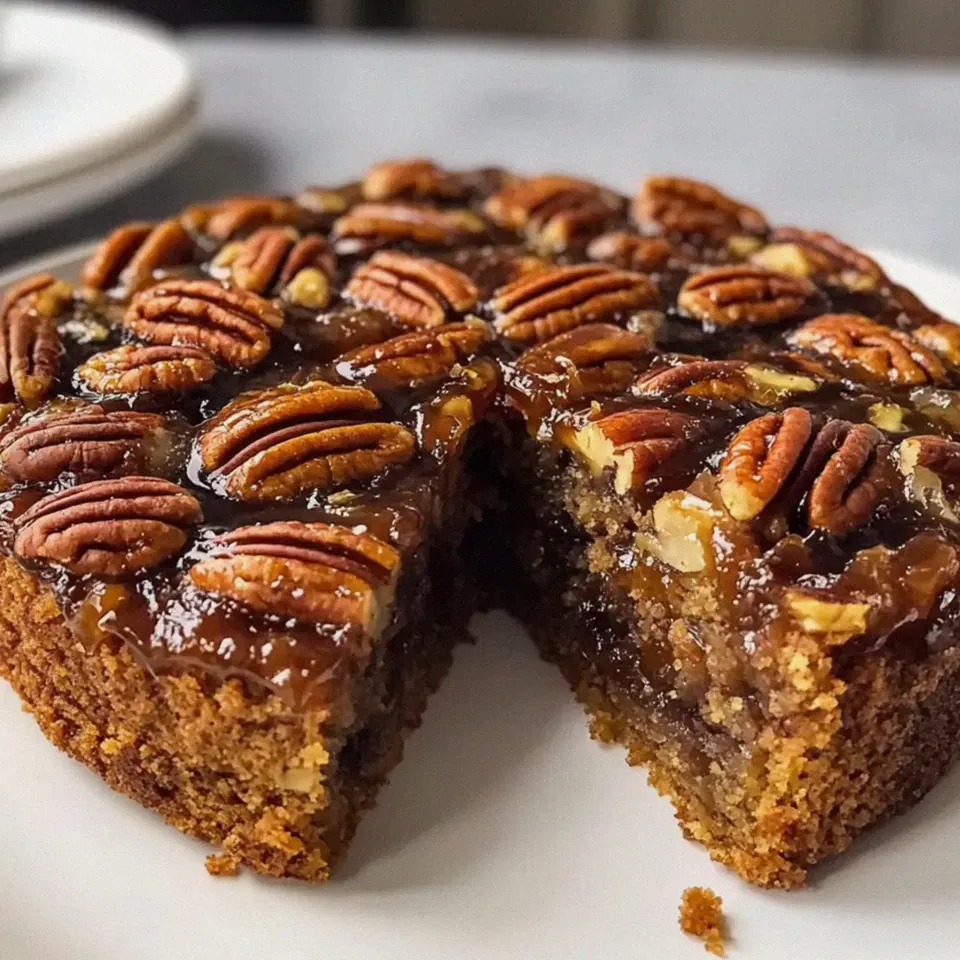 Veganer Pekanuss-Kuchen mit der Oberseite nach unten – Schritt 2