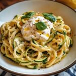 Zitronen Zucchini Pasta mit Burrata für Sommertage